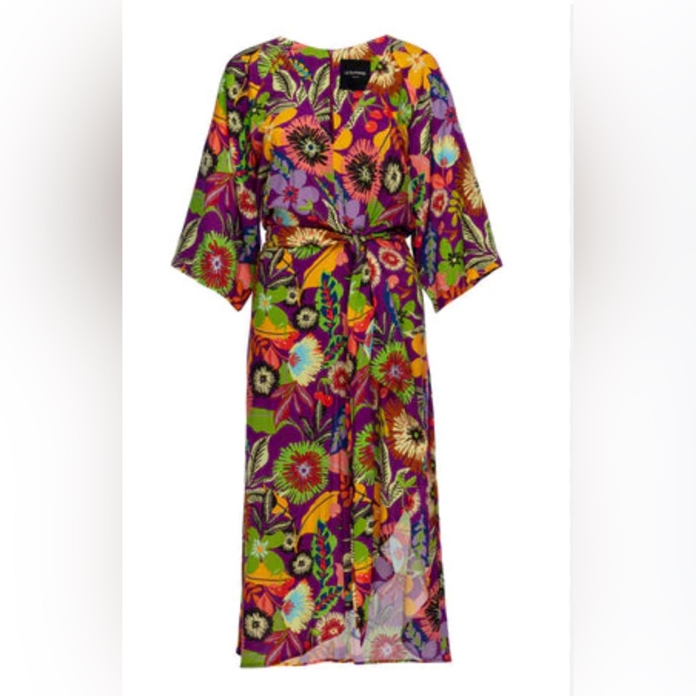 le Superb dress- MIDI, V-Neck dress with colorful print